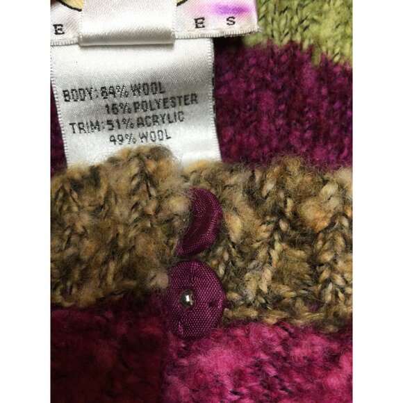 Vintage Talbots Petite Wool Blend Sweater Cardigan Size M Made In Hong Kong - Picture 4 of 7